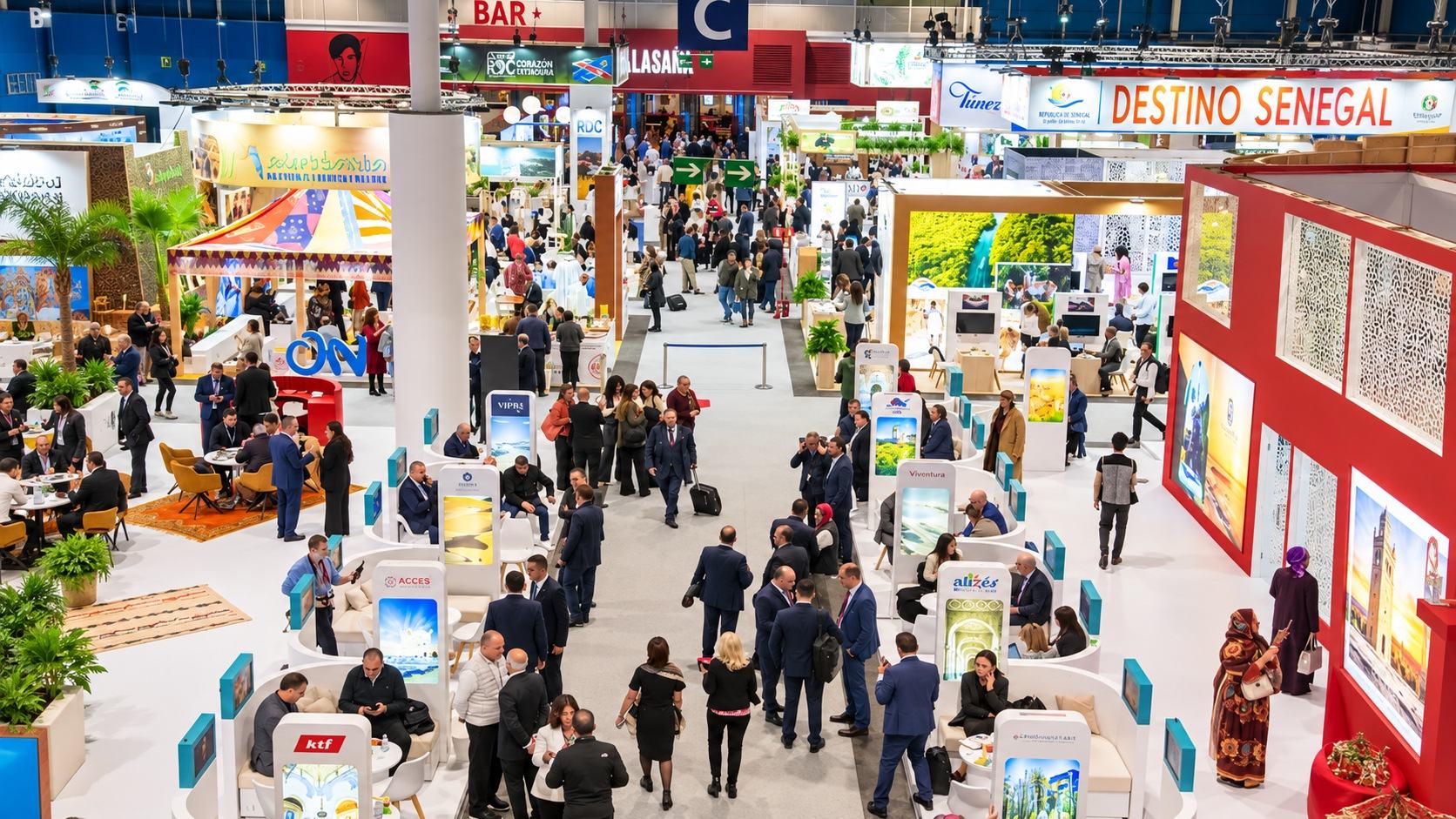 Vista general de una gran feria internacional de turismo